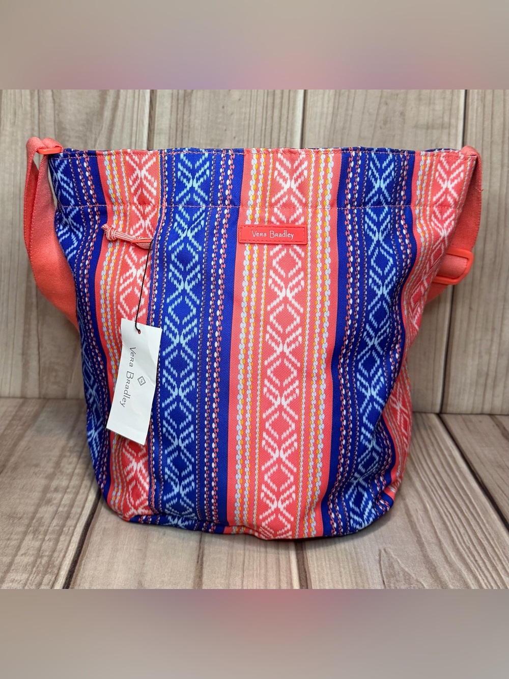 Vera Bradley Bright Serape Stripe Lighten Up Drawstring Shoulder Bag Purse